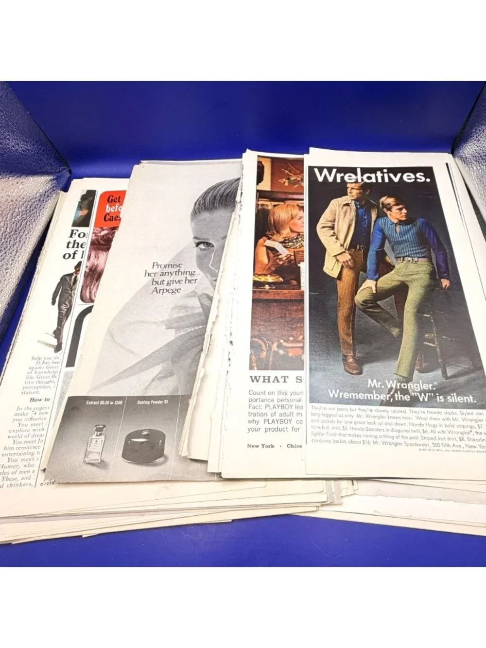 1967 Vintage Print Ads Lot Playboy Ephemera Harley Firestone Smirnoff Wrangler